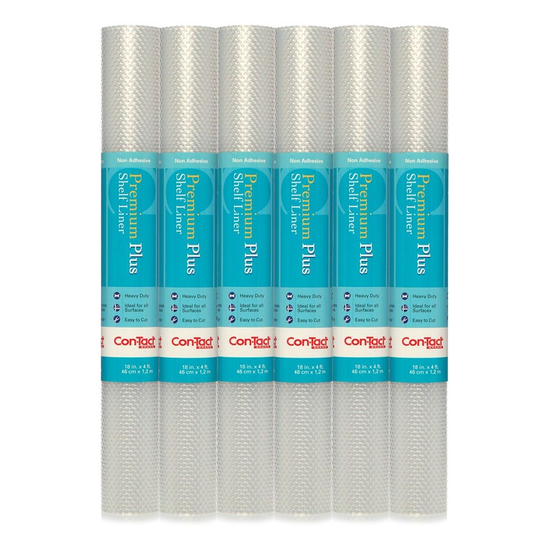 Con-Tact Brand Premium Plus Non-Adhesive Shelf Liner, Heavy Duty and Multi-functional Drawer Liner, 18" x 4', Nova Crystal Clear, Pack of 6 Rolls - Image 1